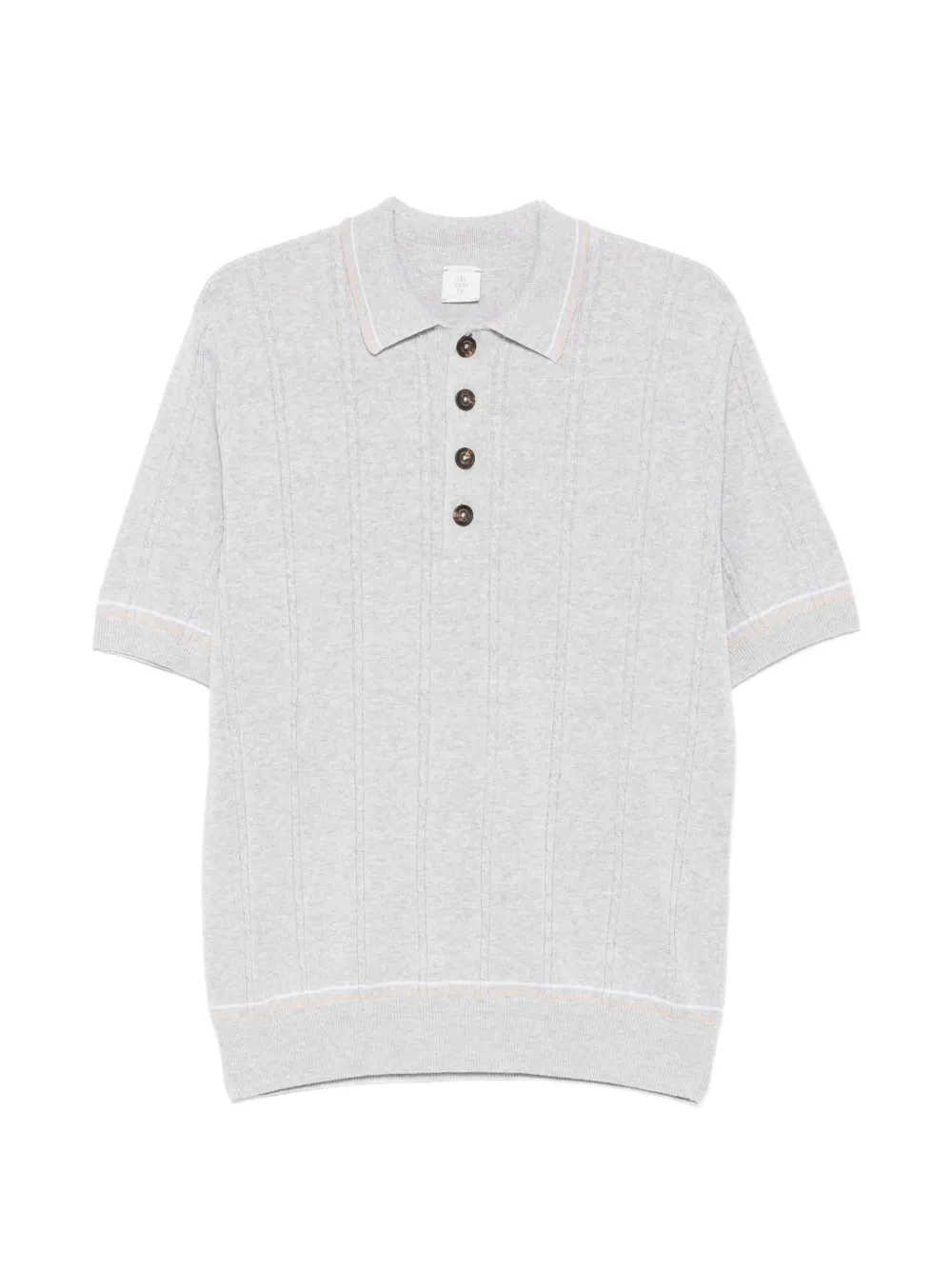 Eleventy cable-knit short-sleeve polo shirt - Grigio