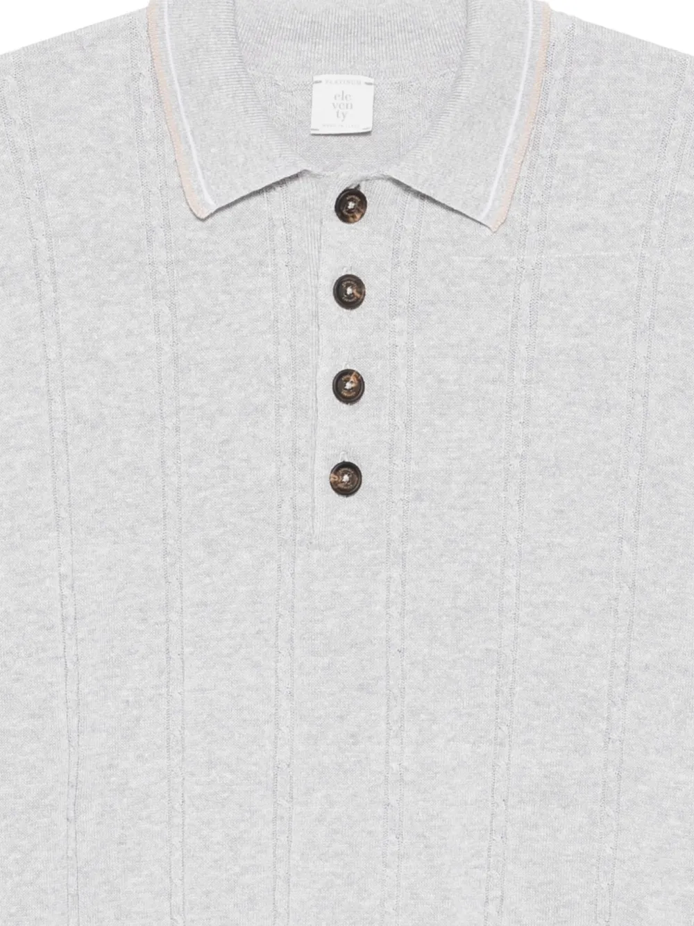 Eleventy Kabelgebreid poloshirt Grijs