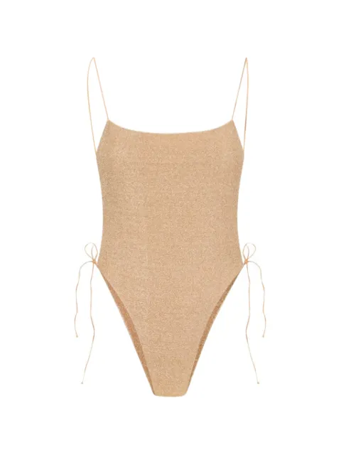 Oséree lurex-thread one-piece swimsuit