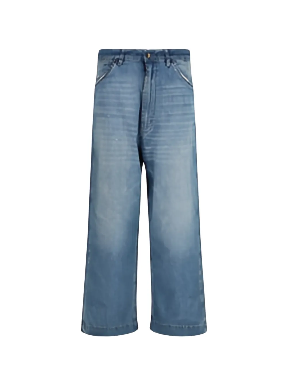 MARANT patchwork-detail wide leg jeans - Blu