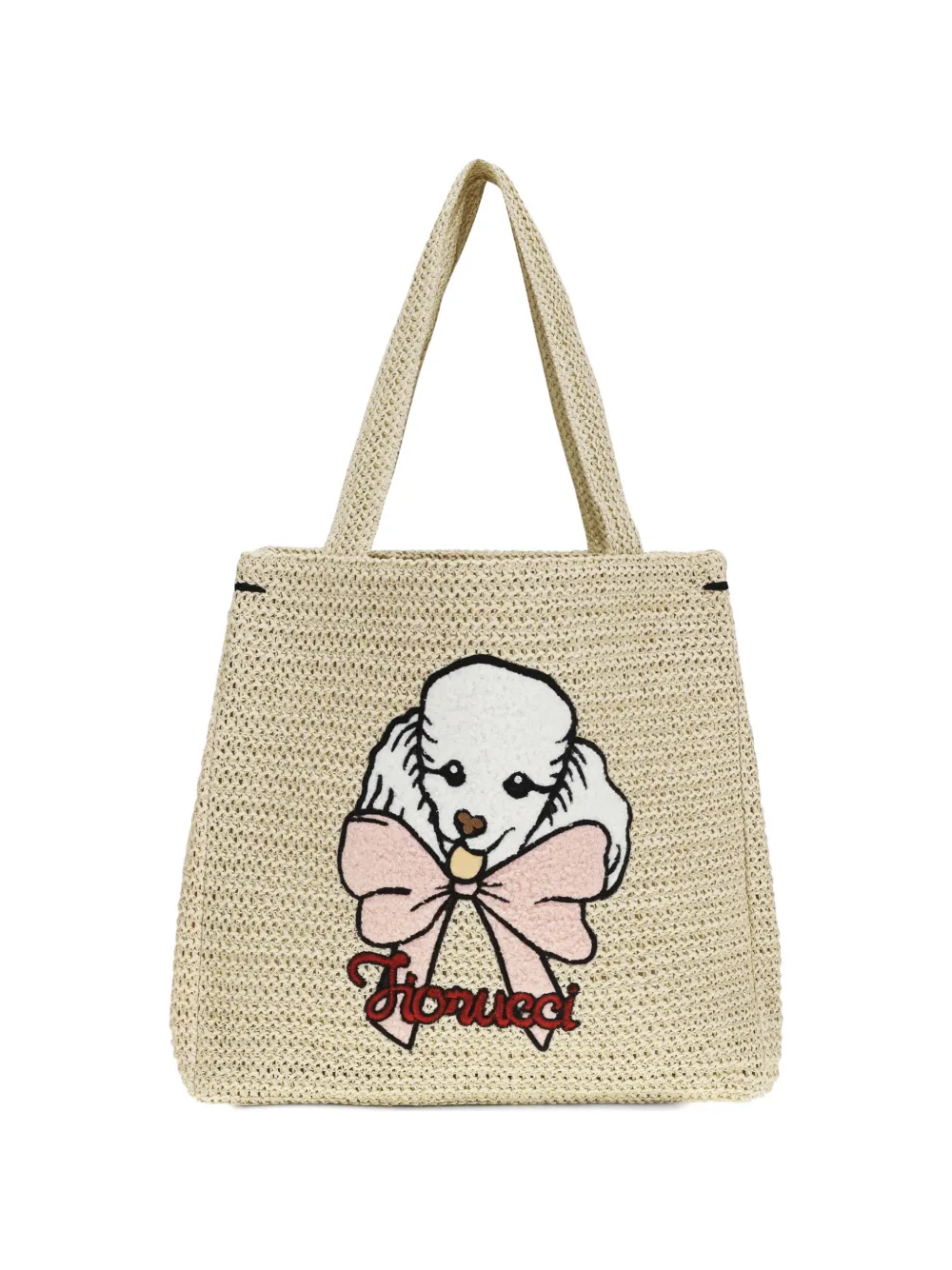 Fiorucci Poodle raffia tote bag - Toni neutri