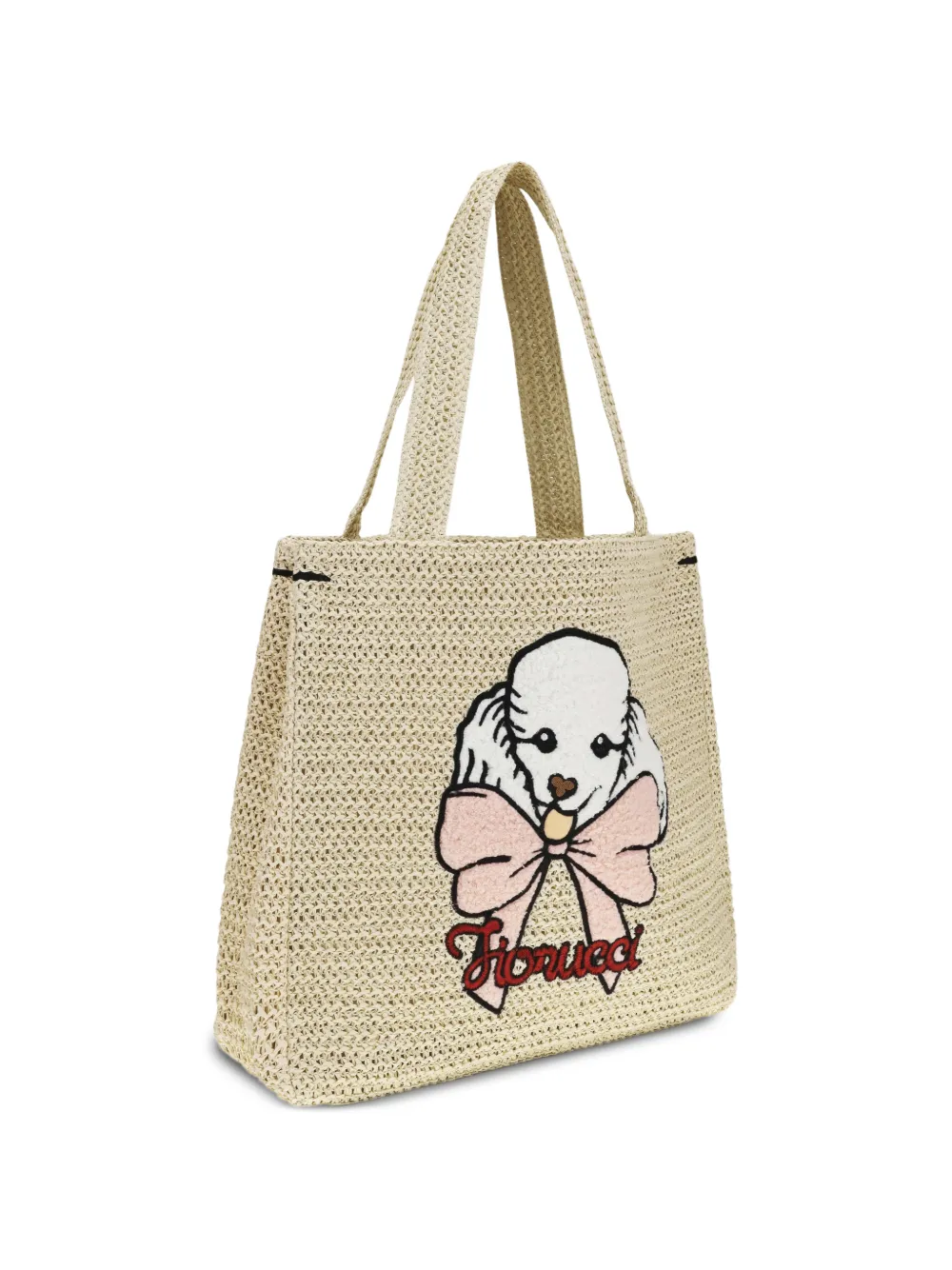 Fiorucci Poodle raffia shopper Beige