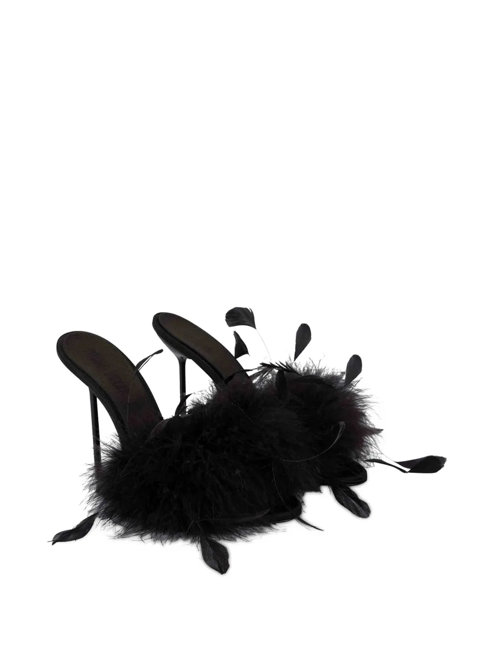 Paris Texas Lidia feather mules Zwart