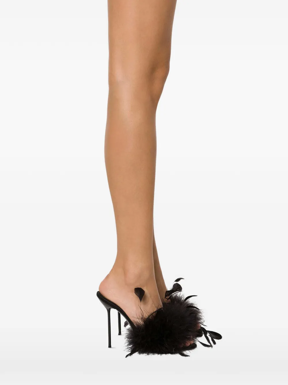 Paris Texas Lidia feather mules Zwart