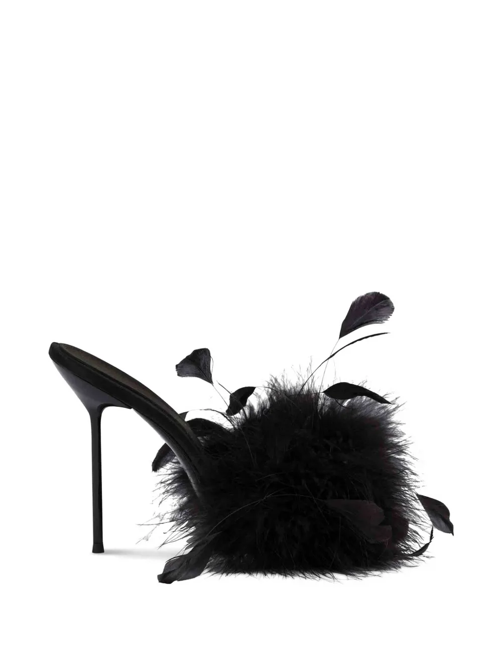 Paris Texas Lidia feather mules Zwart