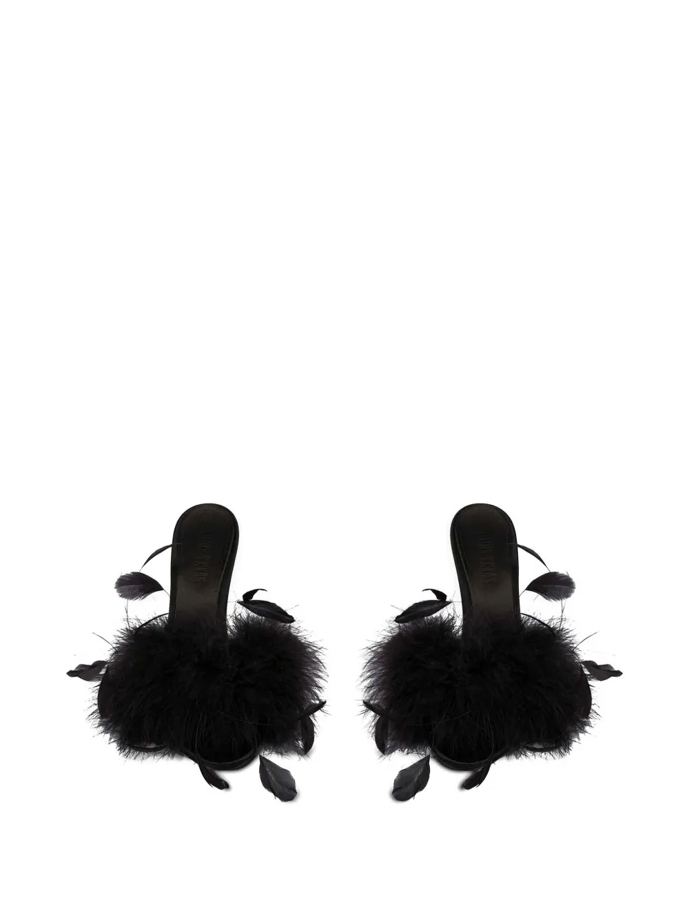 Paris Texas Lidia feather mules Zwart