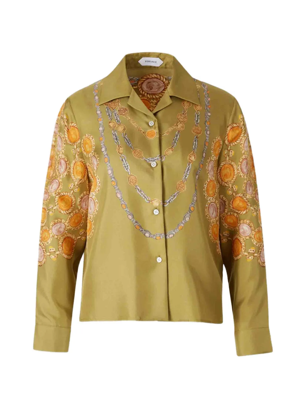 Versace printed cropped silk shirt - Verde