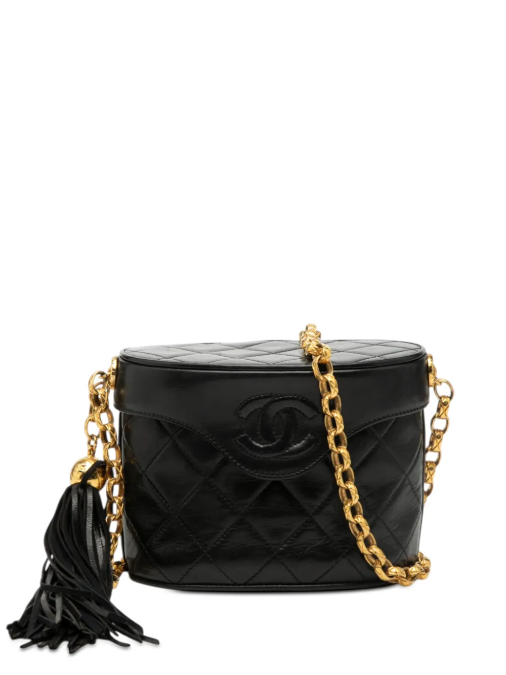 CHANEL Pre-Owned 1989-1991 CC Quilted Lambskin Tassel Vanity Bag crossbody bag - Schwarz