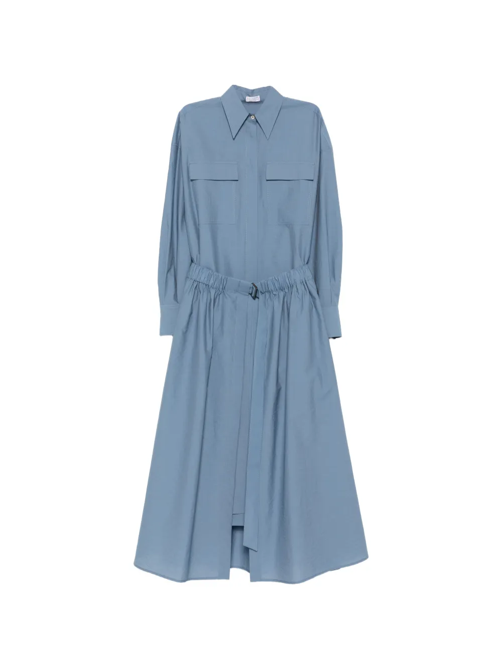 Brunello Cucinelli belted pocket-detail midi dress - Blu