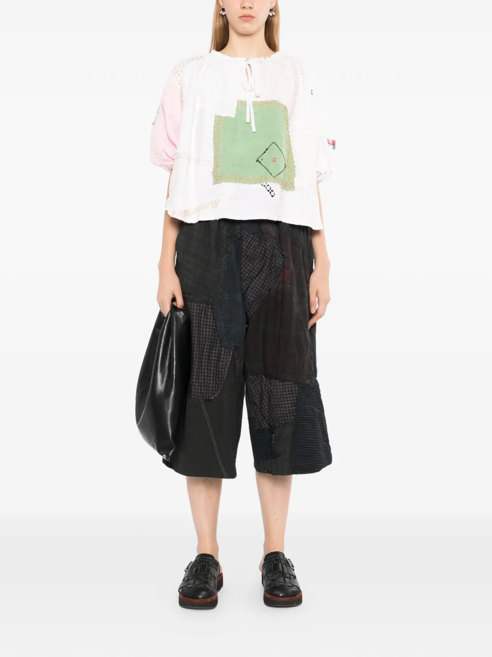  By Walid Bermudas Con Diseño Patchwork - Verde 