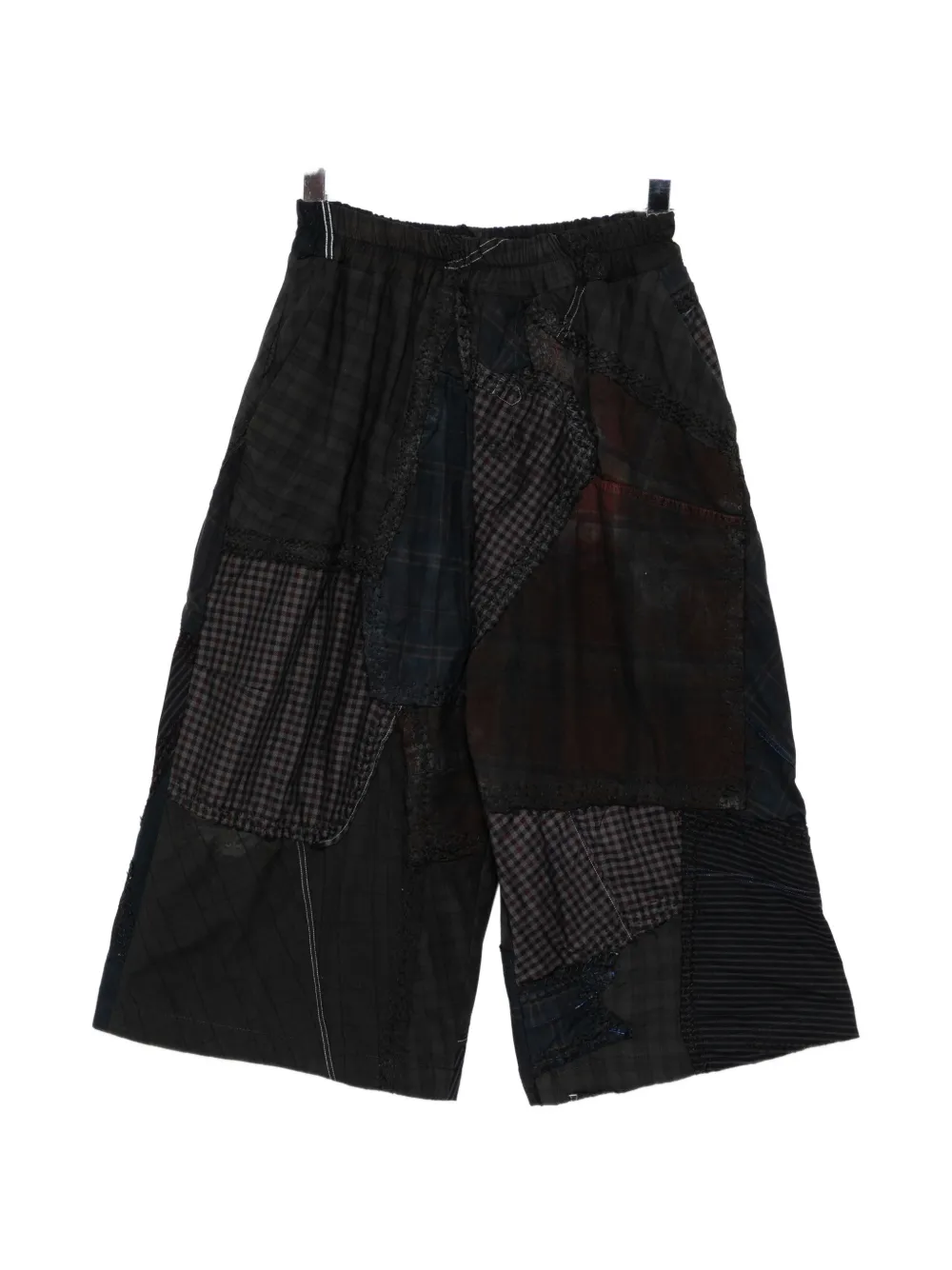 By Walid Patchwork Drawstring Shorts In Black