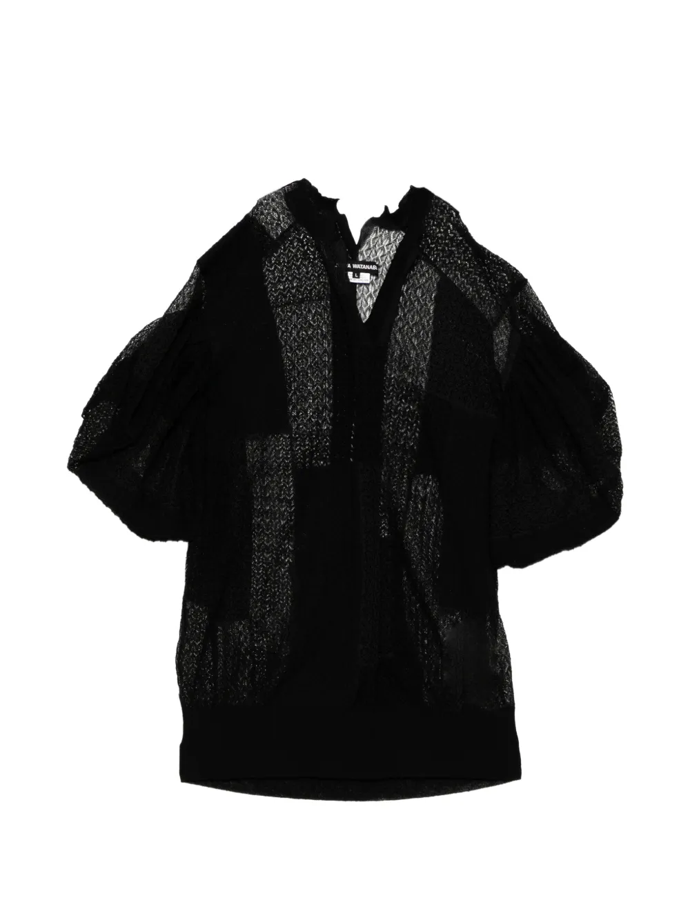 Junya Watanabe lace-knitted blouse - Nero