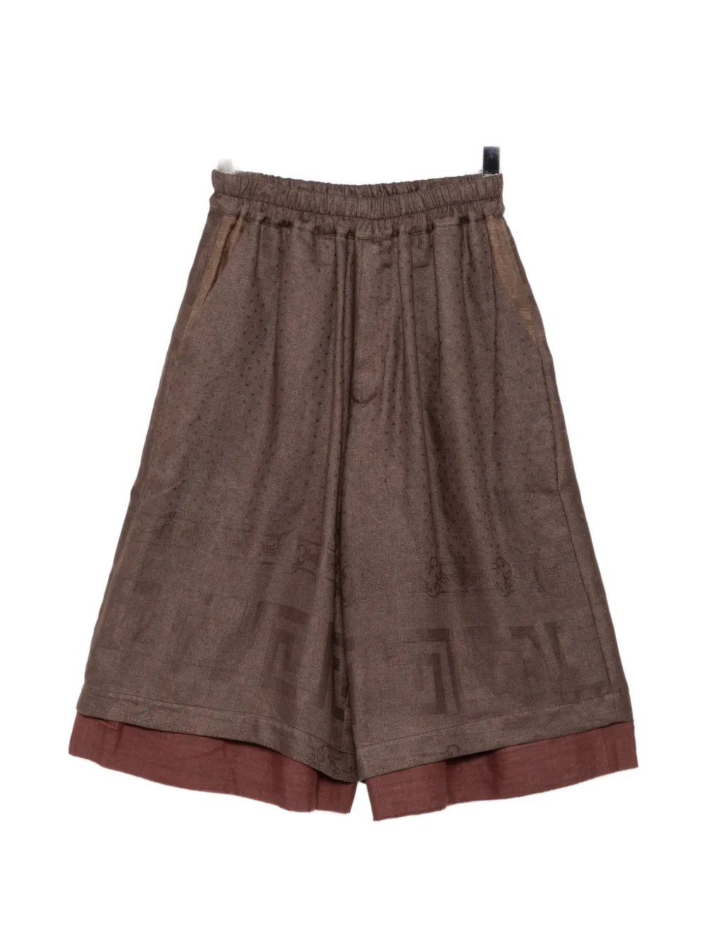 By Walid Embroidered Layered Shorts In Brown