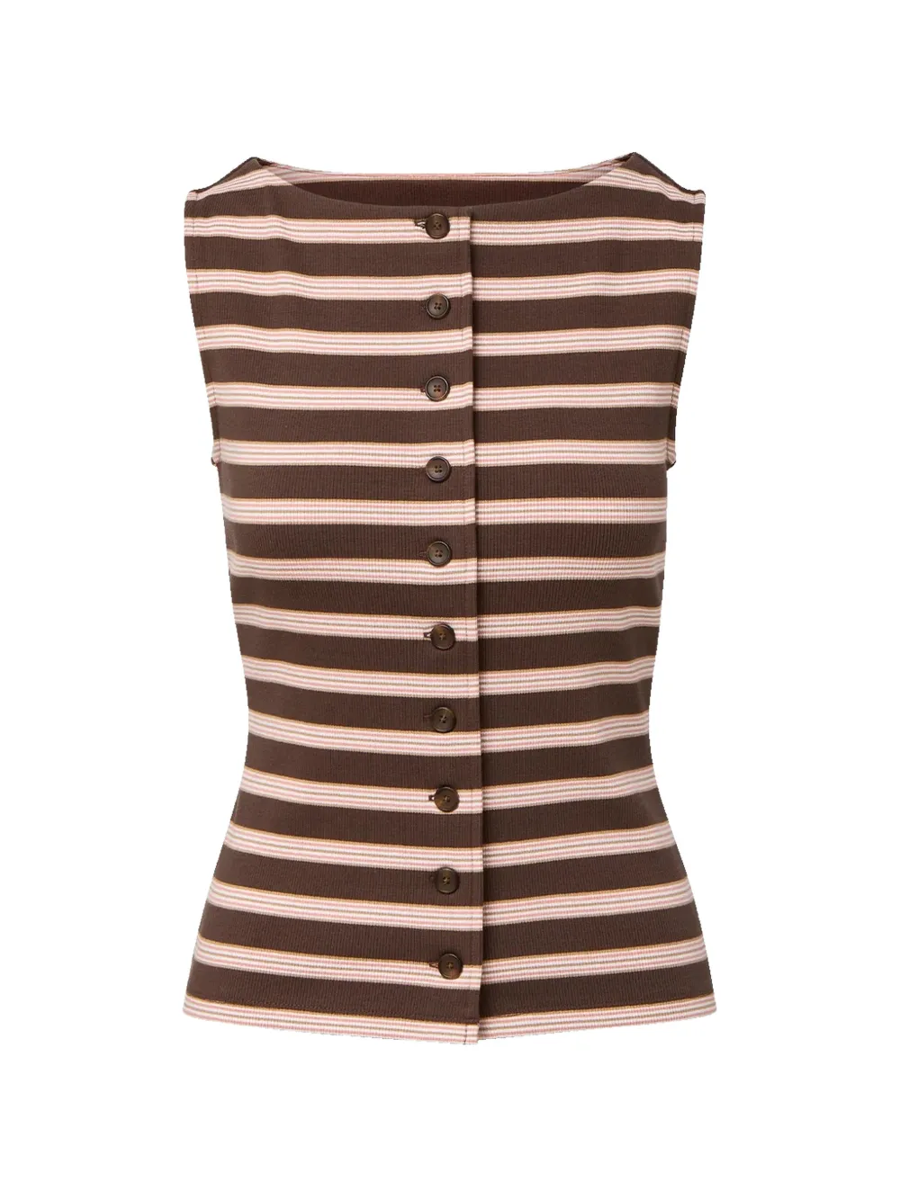 Veronica Beard Uma striped ribbed top - Marrone
