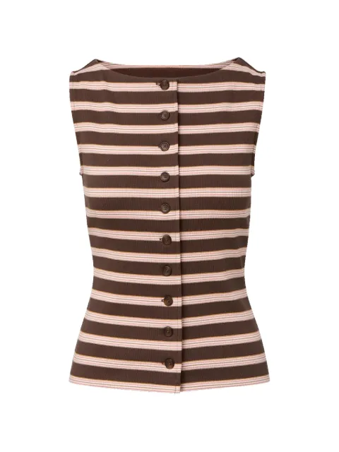 Veronica Beard Uma striped ribbed top