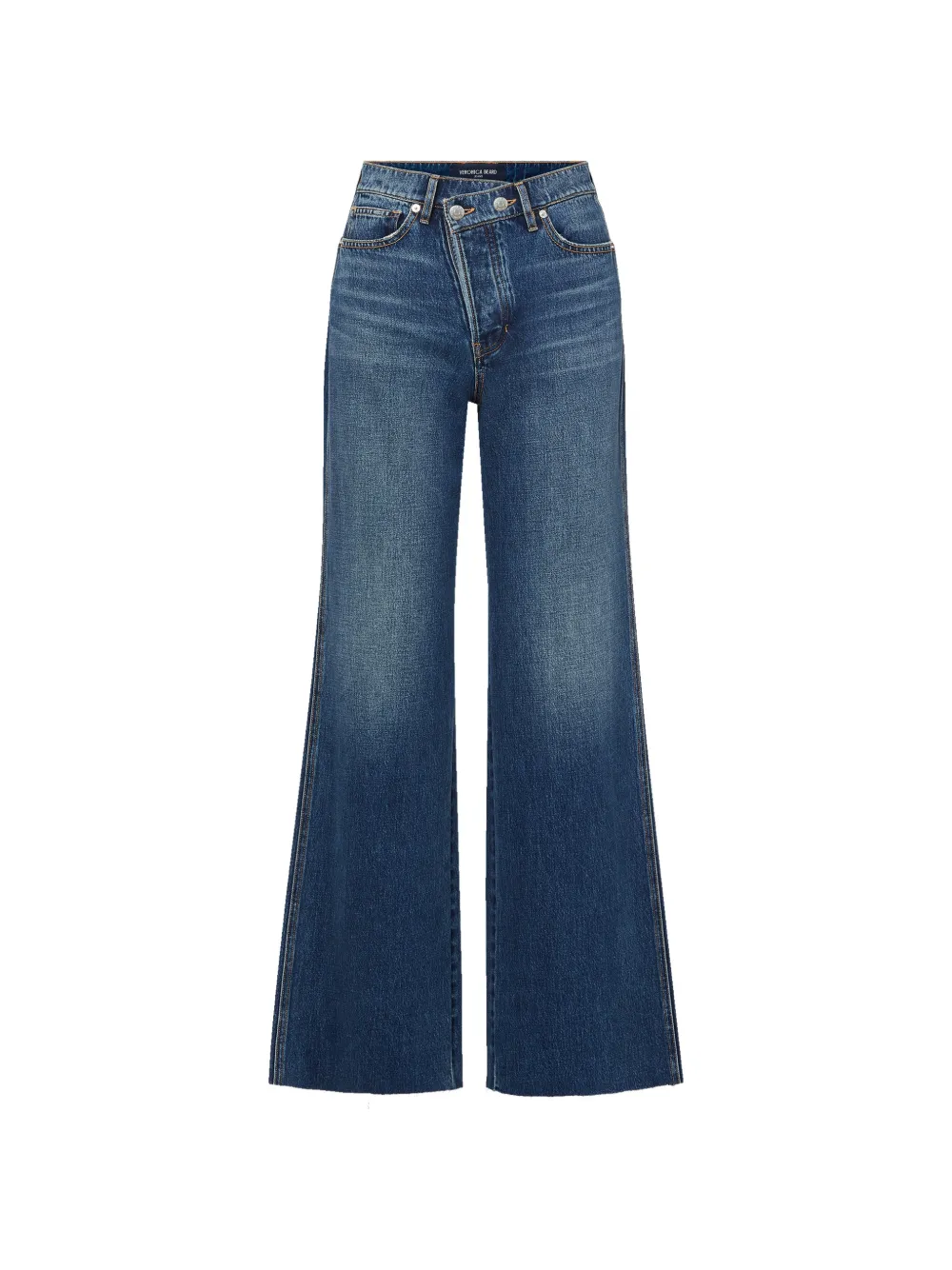 Veronica Beard Taylor crossover-waistband wide-leg jeans - Blu