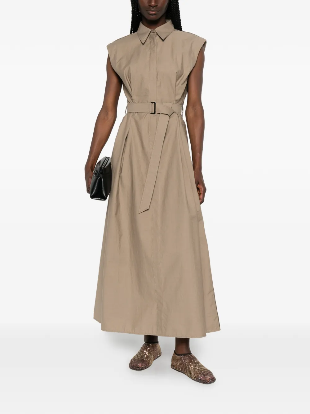 Brunello Cucinelli Midi-jurk met ceintuur Beige
