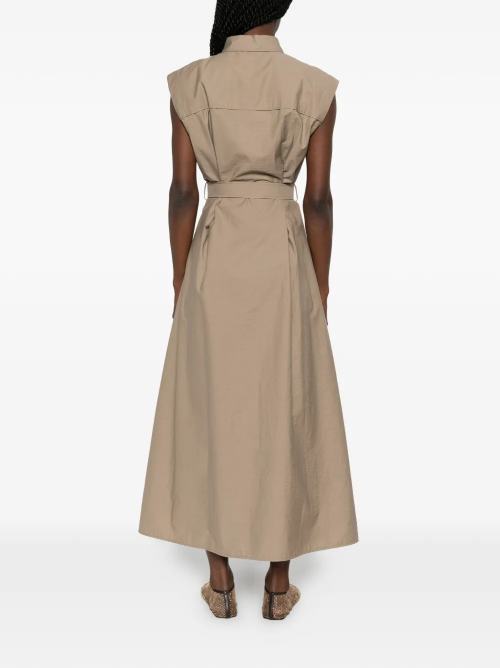 Brunello Cucinelli Midi-jurk met ceintuur Beige