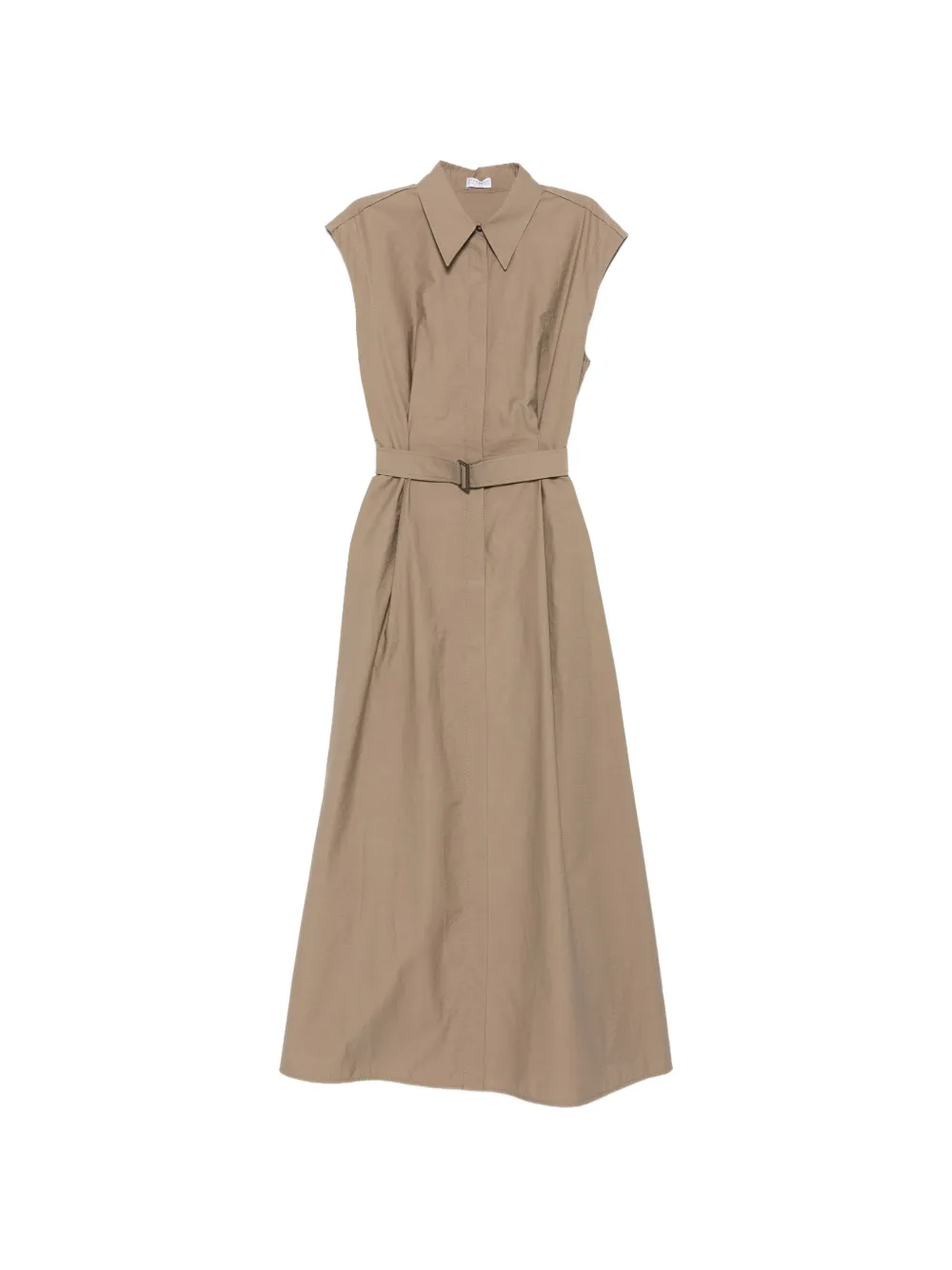 Brunello Cucinelli belted sleeveless midi dress - Nude