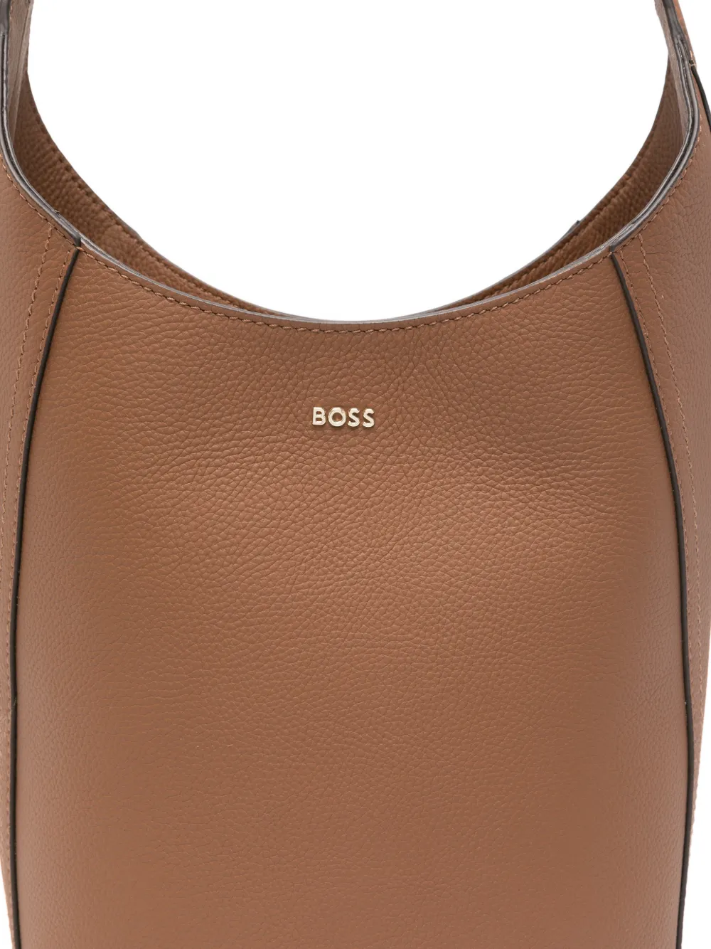 BOSS Leren bucket-tas met metallic logo Bruin