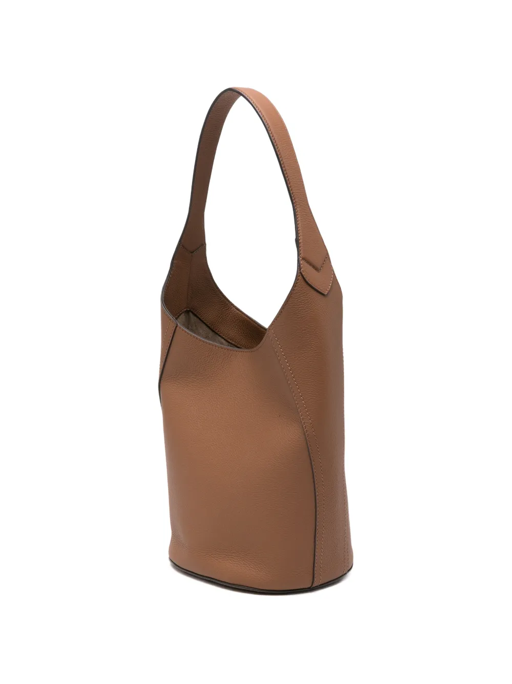 BOSS Leren bucket-tas met metallic logo Bruin