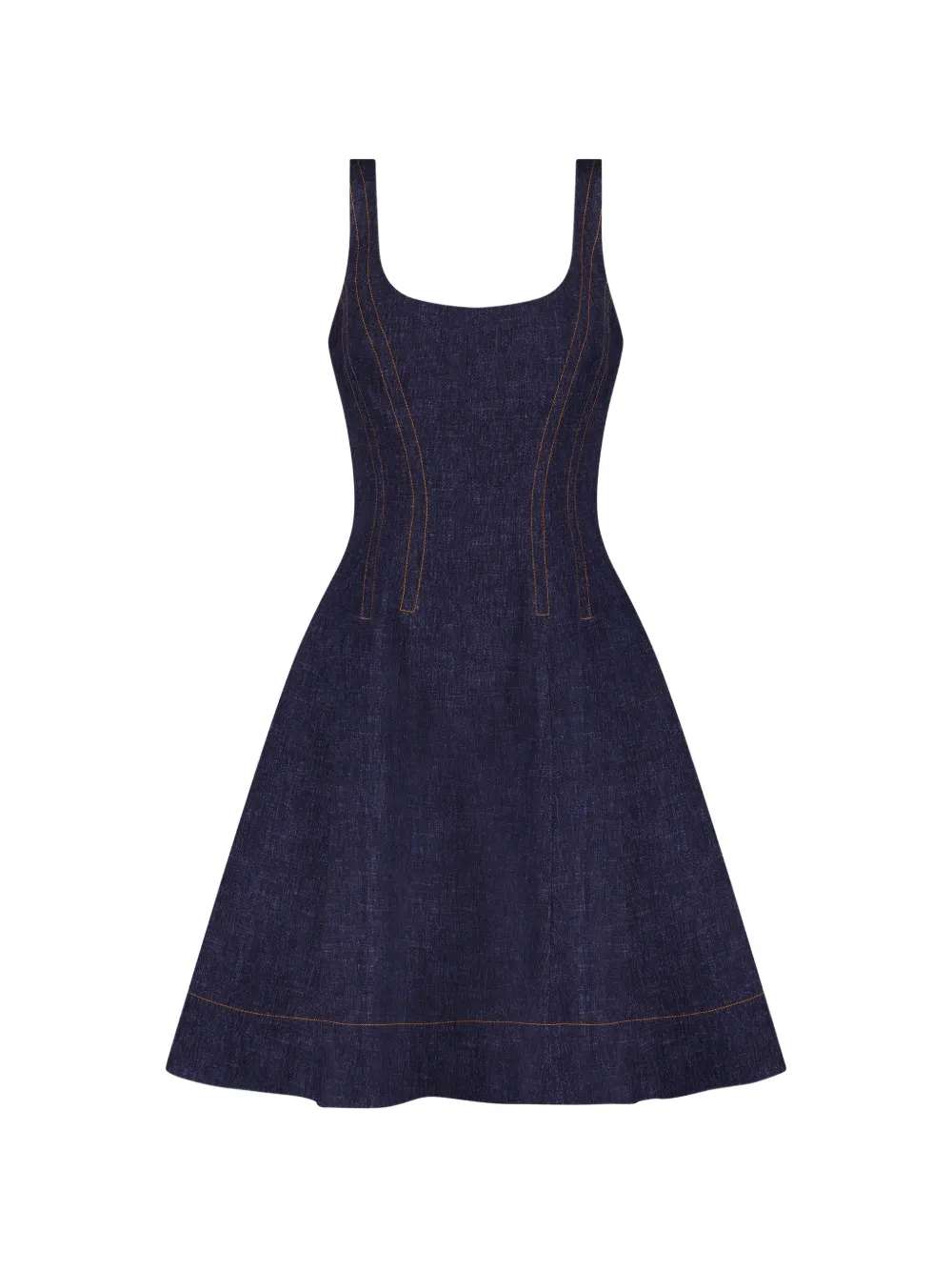 Lela Rose seamed denim dress - Blu