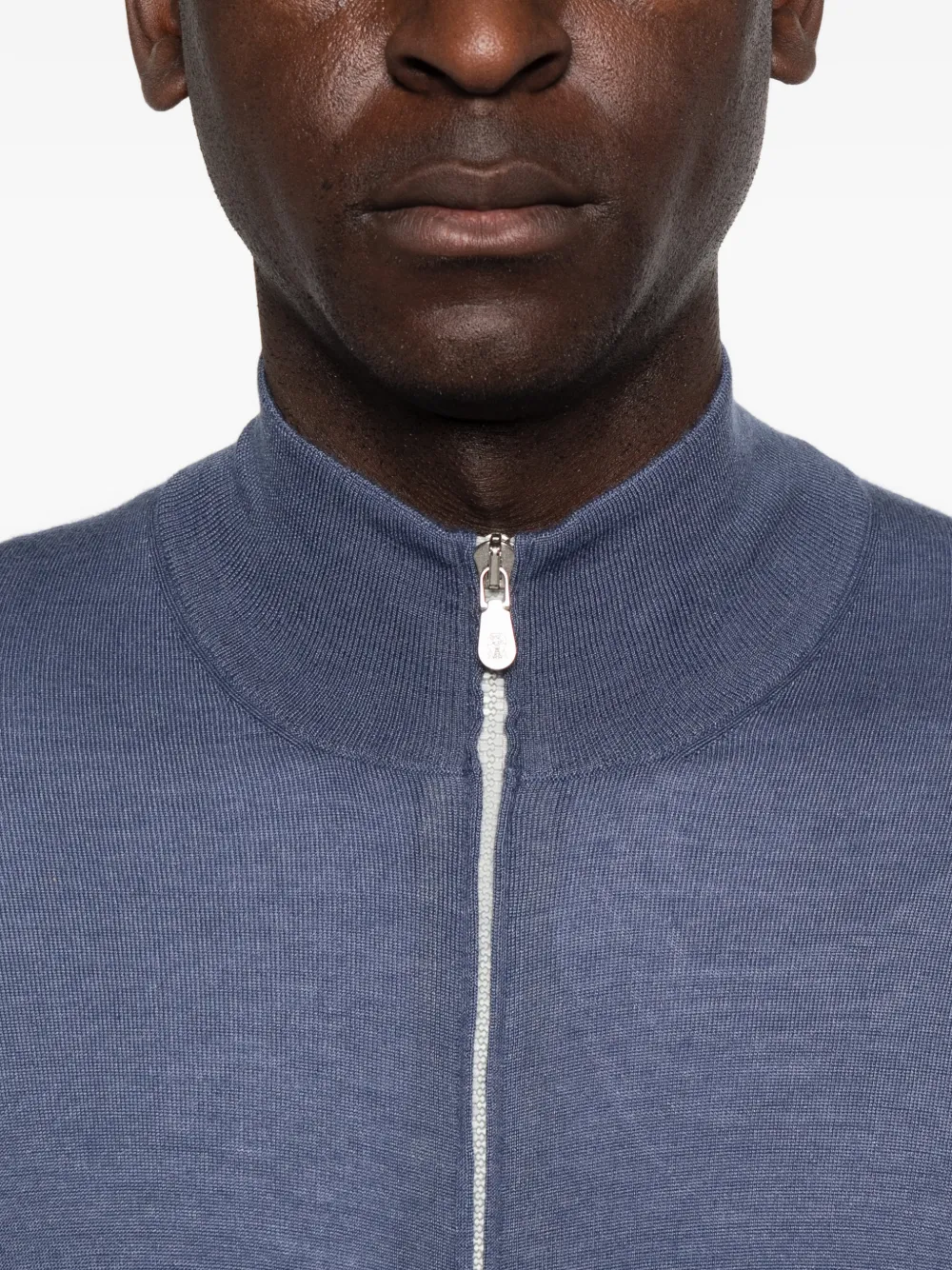 Brunello Cucinelli Vest met lange mouwen en ritssluiting Blauw