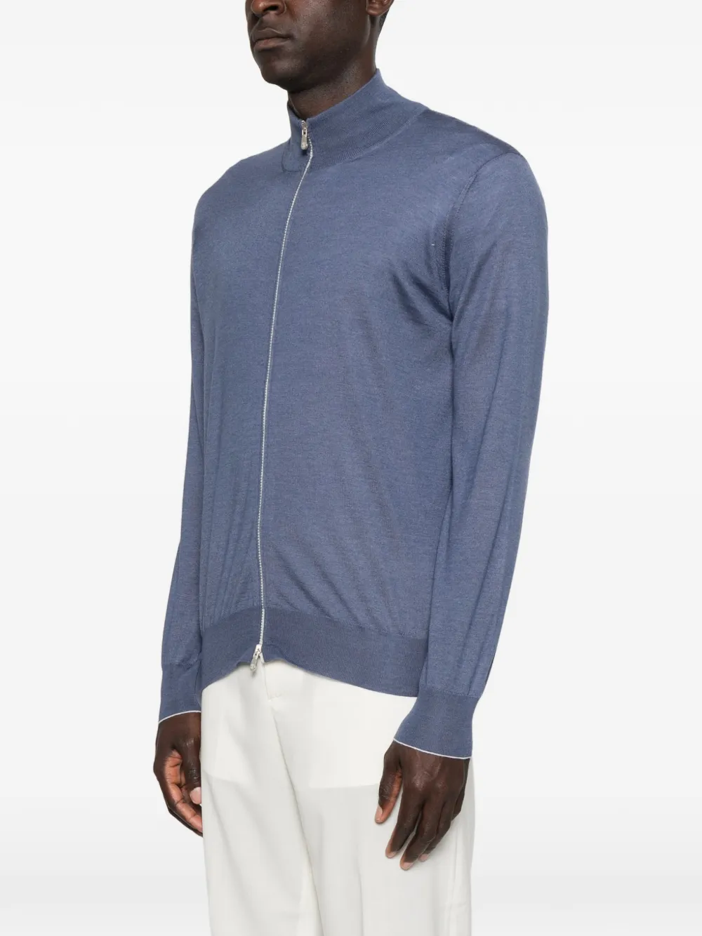 Brunello Cucinelli Vest met lange mouwen en ritssluiting Blauw