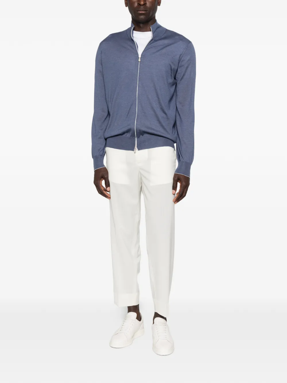 Brunello Cucinelli Vest met lange mouwen en ritssluiting Blauw