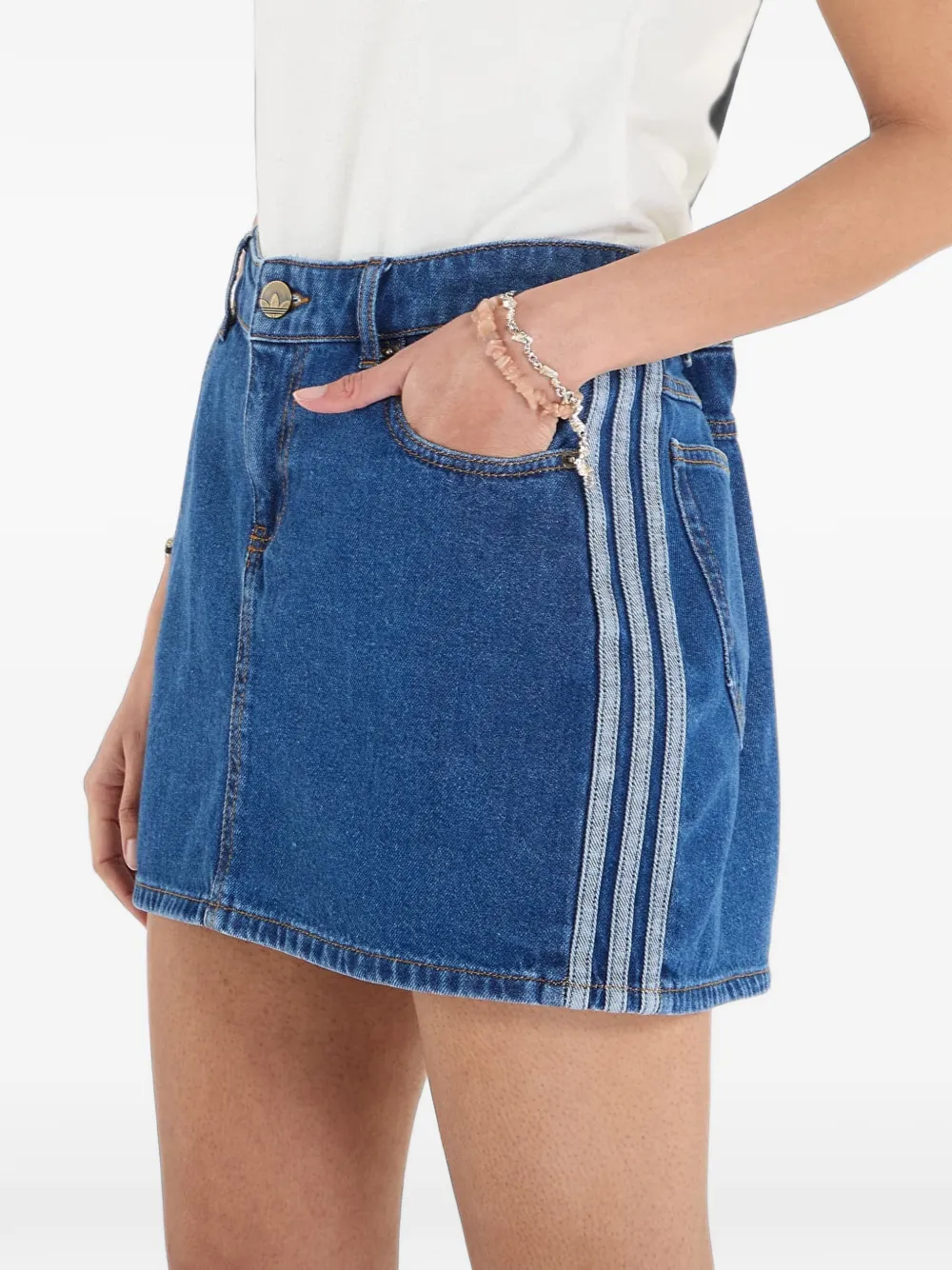 adidas 3-Stripes denim mini skirt