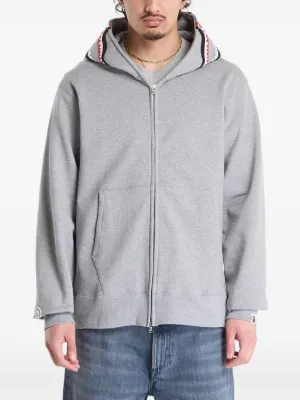 A BATHING APE® tiger-embroidered zip-up Hoodie | Grey | FARFETCH