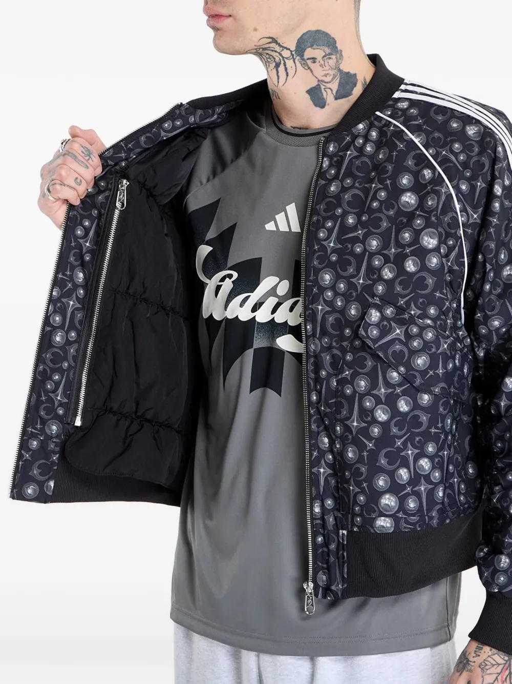 adidas Thug Club Superstar gestreept jack met print Zwart