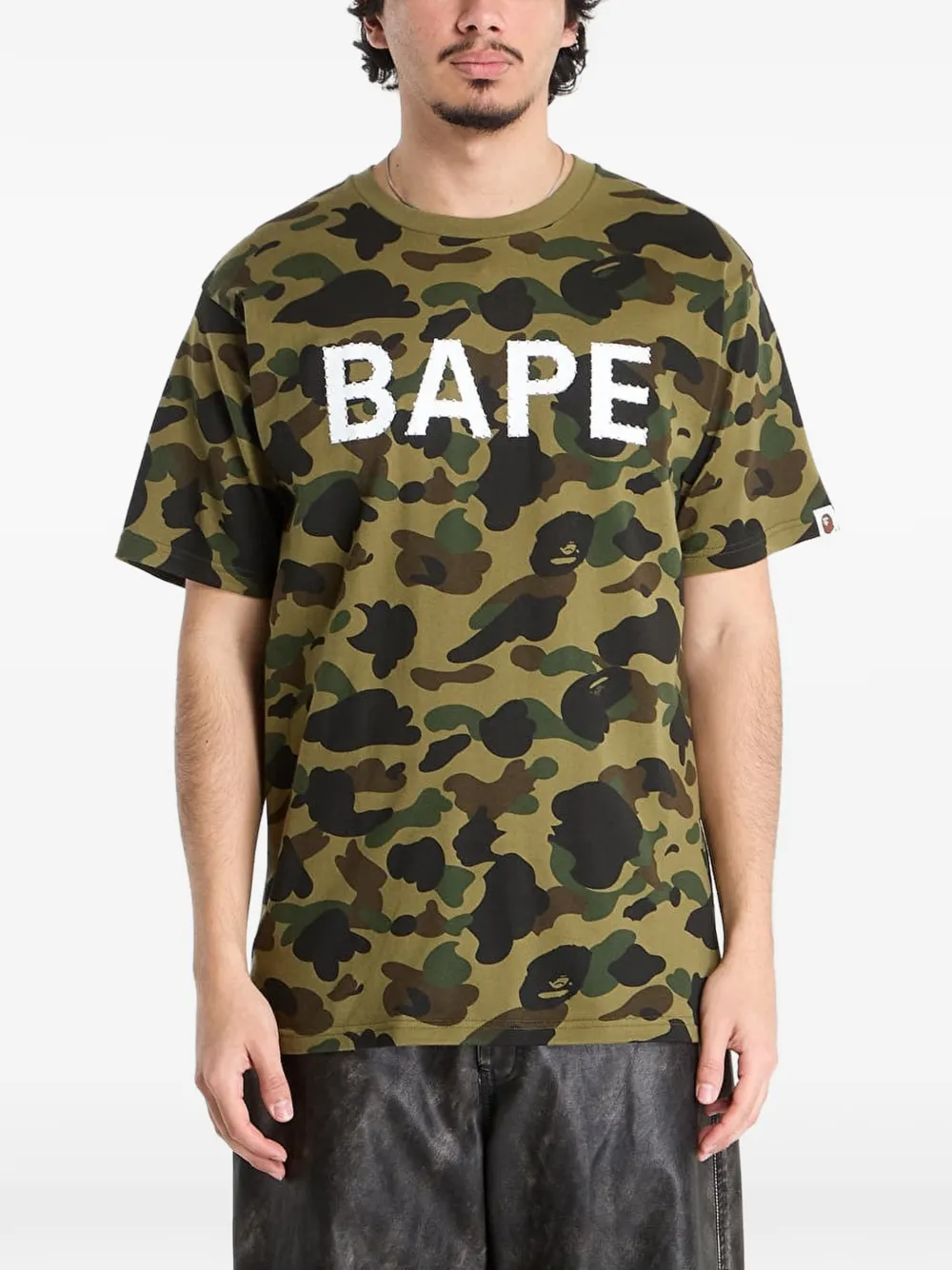 A BATHING APE Camo T-shirt met stras Groen