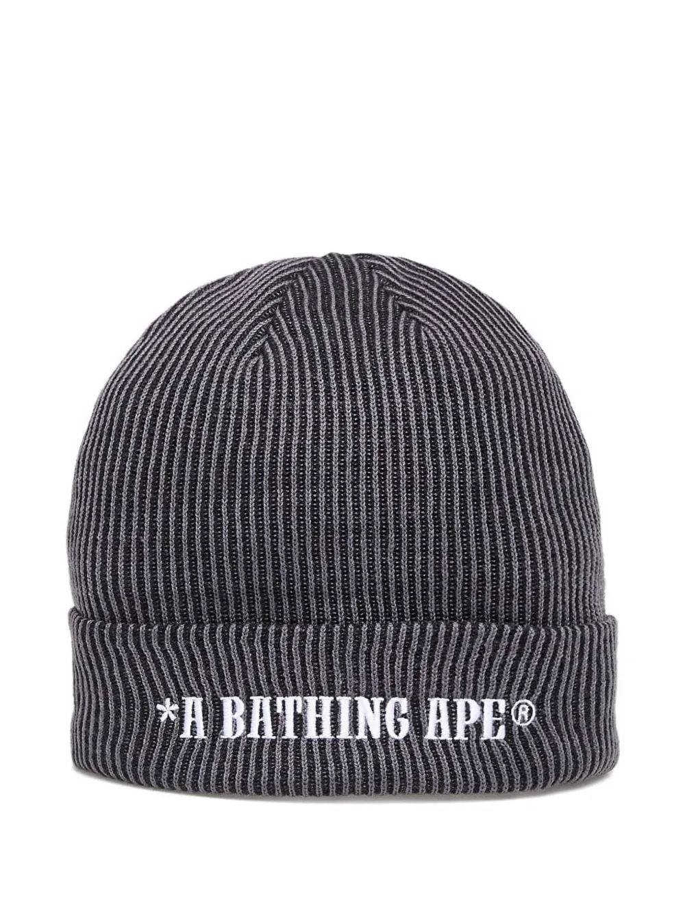 A BATHING APE® ribbed logo beanie hat - Grigio