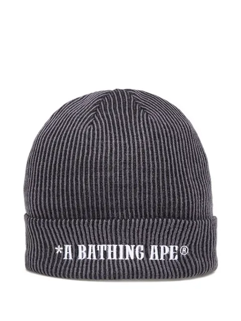A BATHING APE® ribbed logo beanie hat