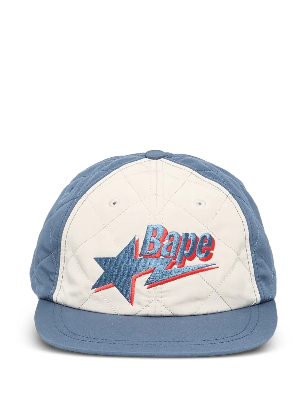 A BATHING APE® 스타 로고 퀼팅 베이스볼 캡 모자 | 블루 | Image 1