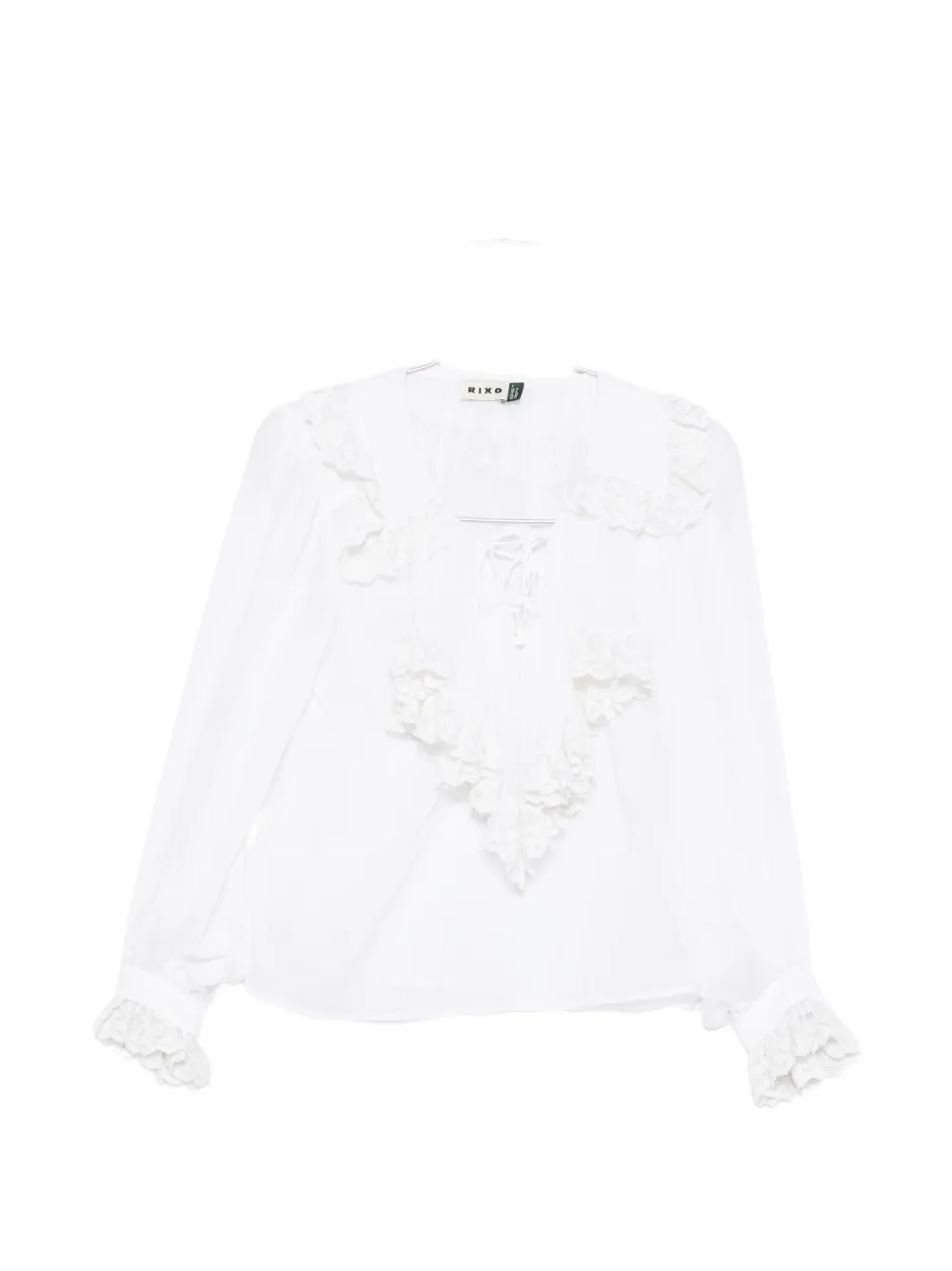 Rixo Milia ruffled lace-trim blouse - Bianco
