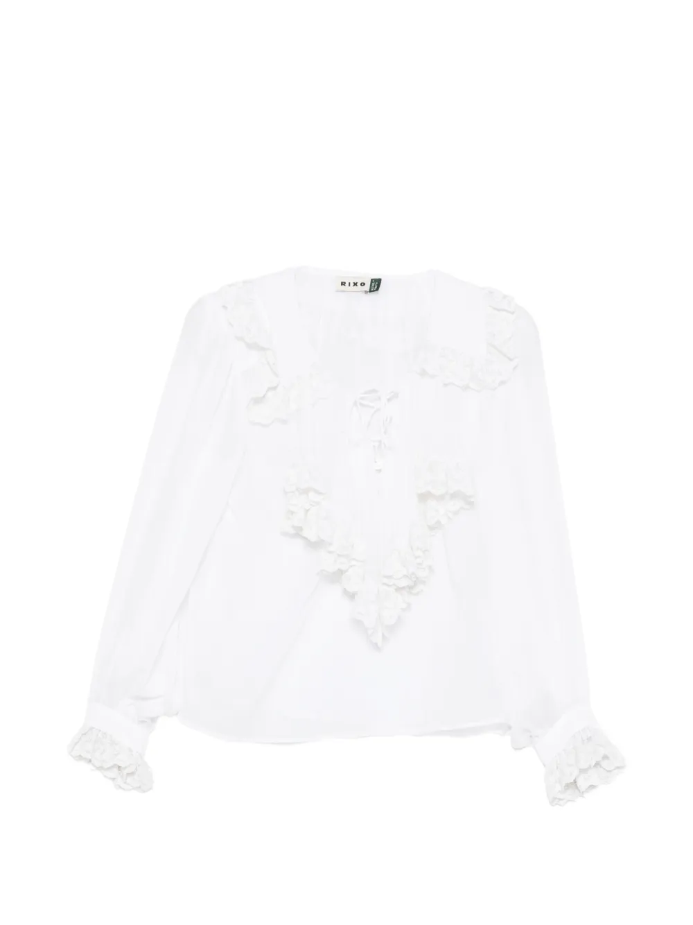 Rixo Milia ruffled lace-trim blouse - Bianco