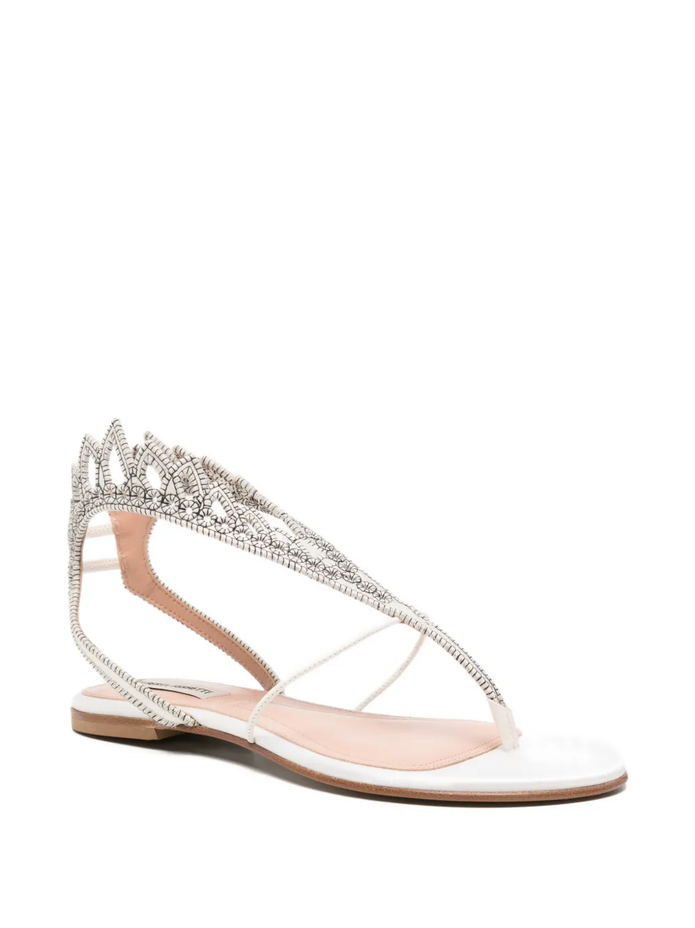 Alberta Ferretti bead-embellished thong sandals Wit