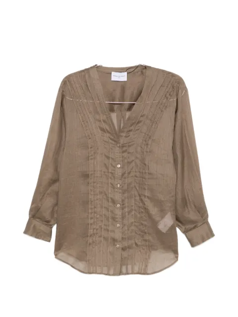 Isabelle Blanche pin-tuck V-neck blouse