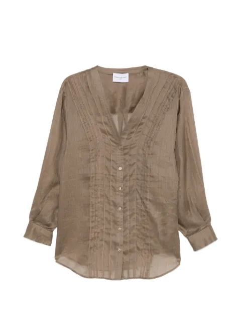 Isabelle Blanche pin-tuck V-neck blouse