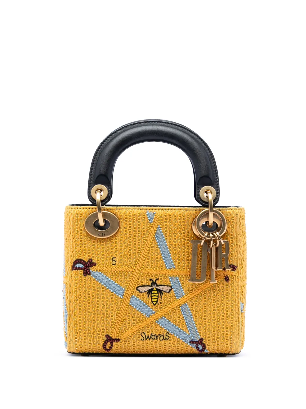 Christian Dior Pre-Owned 2017 Mini Embroidered Canvas Swords Lady Dior satchel - Gelb