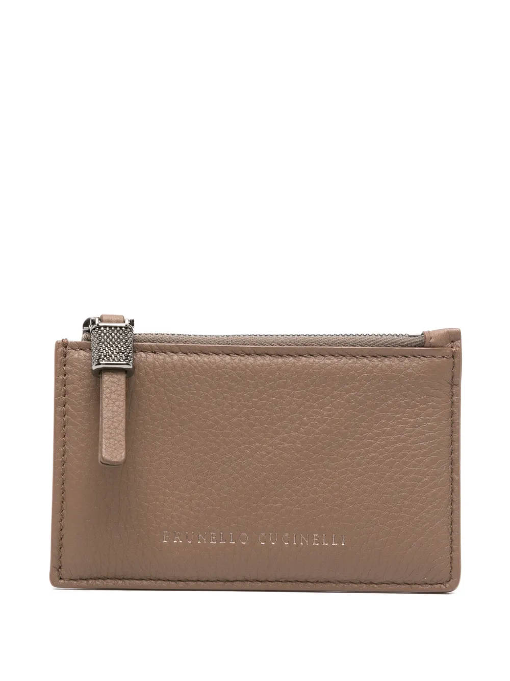 Brunello Cucinelli Monili-embellished leather card holder - Marrone
