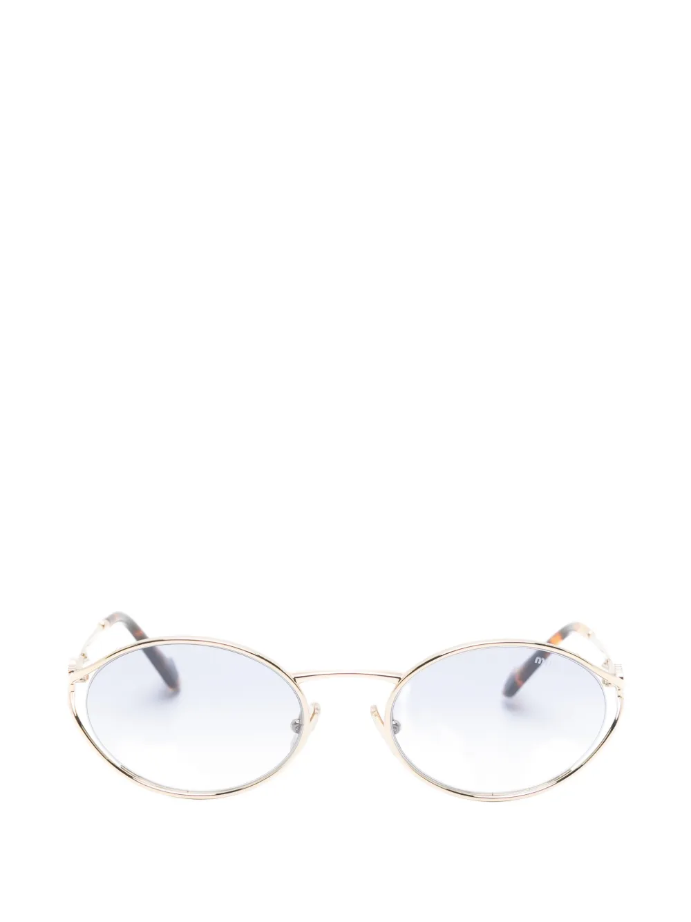 Miu Miu Eyewear logo-plaque oval-frame sunglasses - Oro