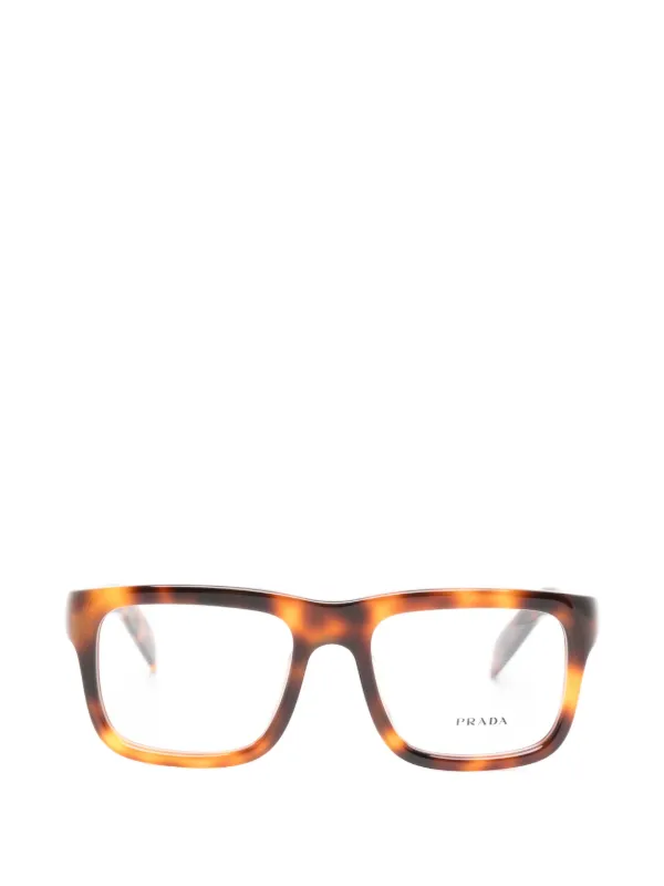プラダ　メガネフレーム　スクエア型 Prada Eyewear スクエアメガネフレーム | ブラウン | FARFETCH JP