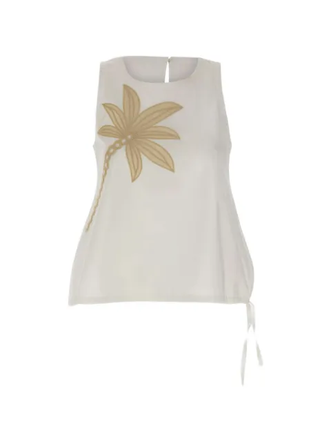 kaos palm-embroidered drawstring top