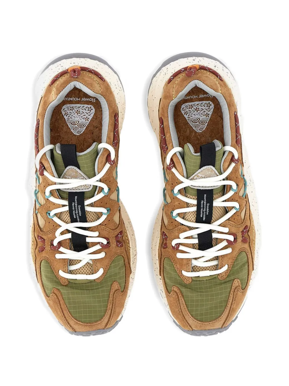 FLOWER MOUNTAIN Yamabushi suede panelled sneakers Bruin
