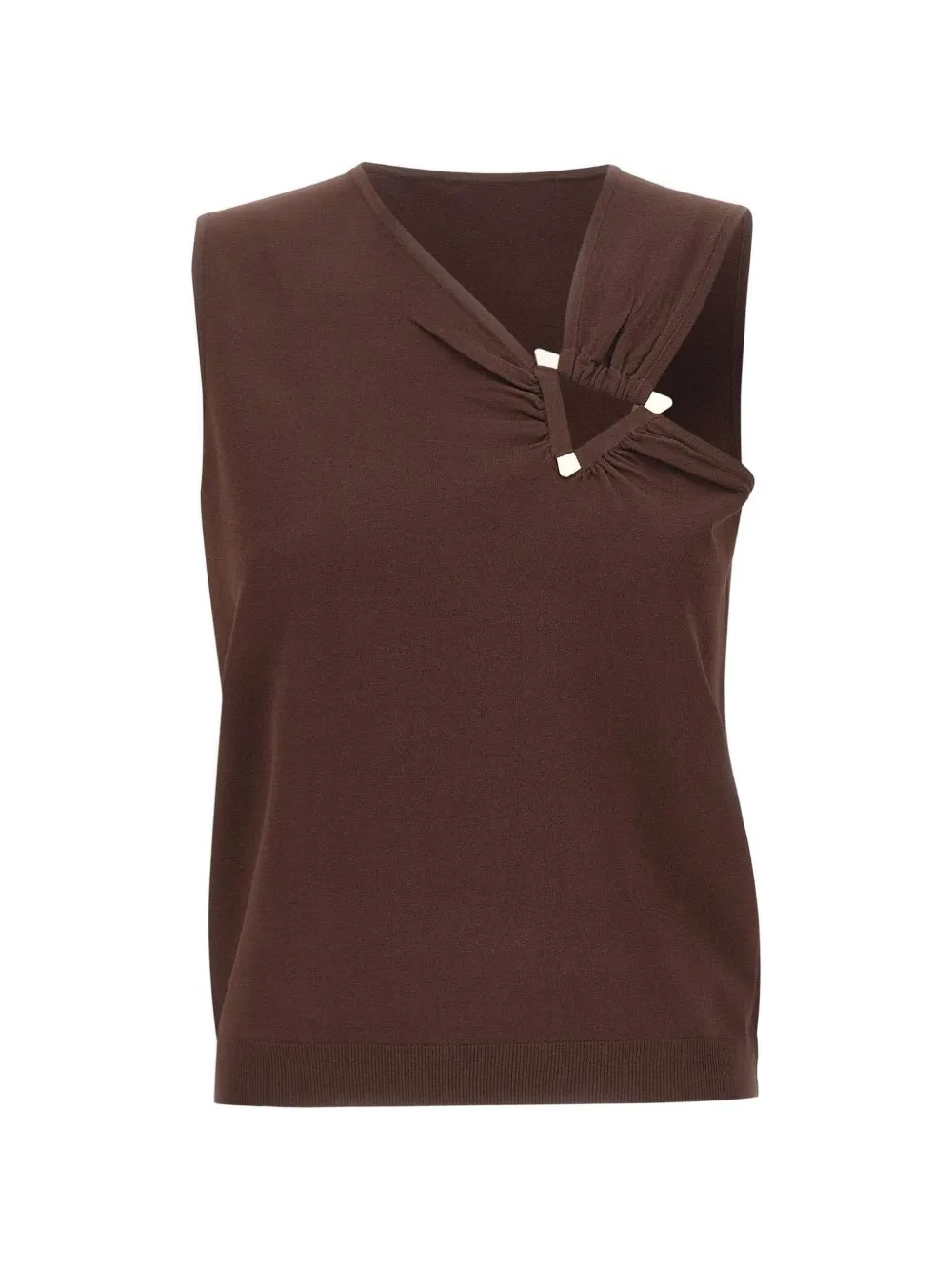 kaos asymmetric cut-out top - Marrone