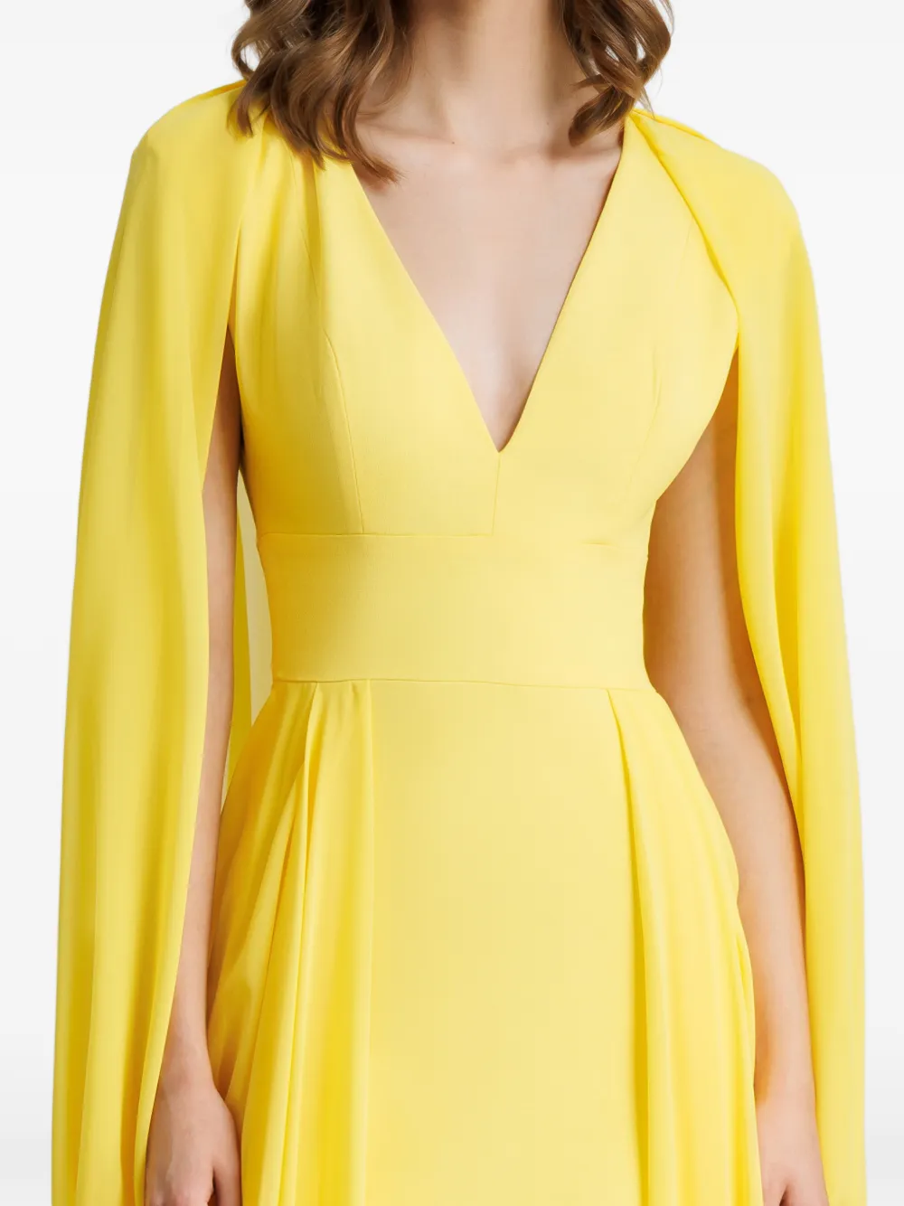 Gemy Maalouf maxi-dress met capemouwen en V-hals Geel