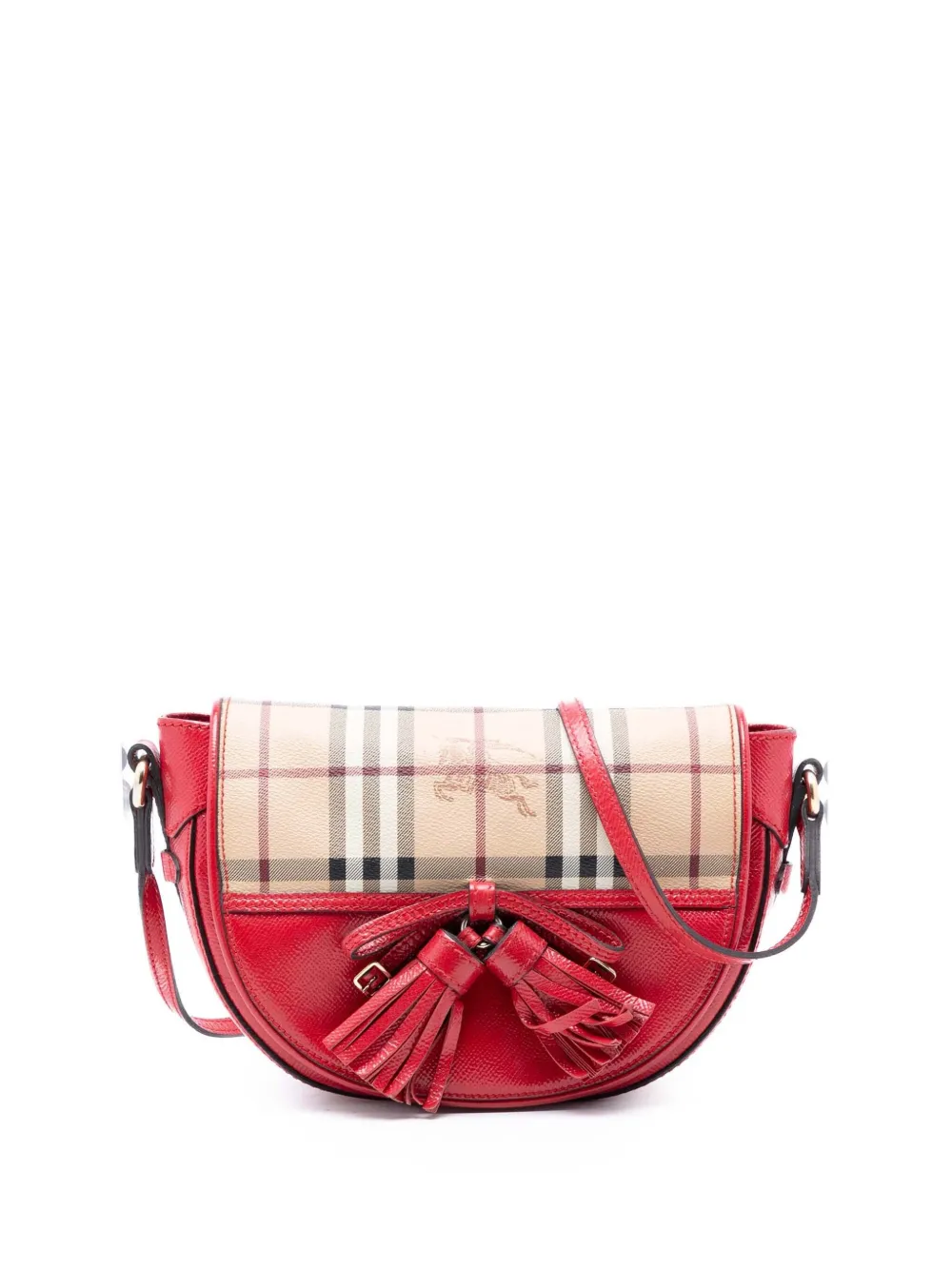 Burberry Pre-Owned 2000-2017 Patent Leather and Haymarket Check Coated Canvas Maydown crossbody bag - Rosso